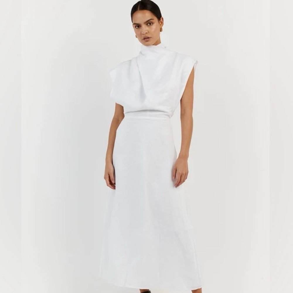 NWT DISSH White Linen Midi Dress